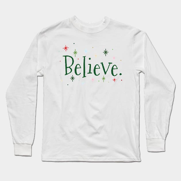 Believe in the mid century modern magic of Christmas! Long Sleeve T-Shirt by Penny Lane Designs Co.